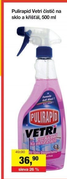 Čistič na sklo a zrcadla Vetri Pulirapid