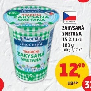 Smetana zakysaná Jihočeská Madeta 15%