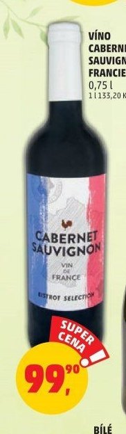 VÍNO CABERNET SAUVIGNON FRANCIE 0,75 l