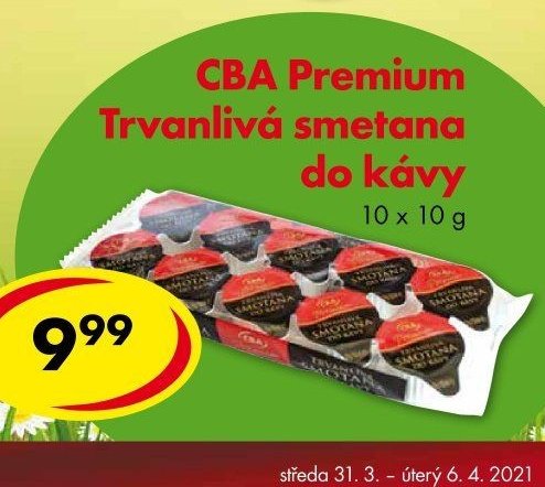 CBA Premium Trvanlivá smetana do kávy
