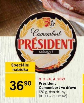 Président Camembert ve dřevě