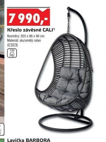 Křeslo závěsné CALI - UNI HOBBY akcniletaky.com