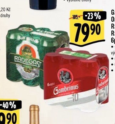 Gambrinus Originál 10, Radegast Rázná 10 6pack