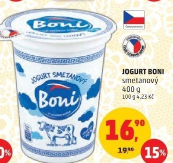 Bílý jogurt smetanový Boni