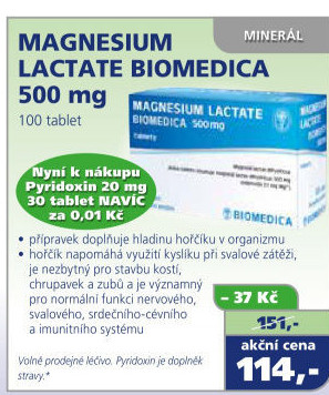 Tablety Magnesium Lactate Biomedica