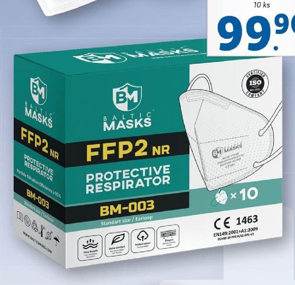 RESPIRÁTOR FFP2 10 ks