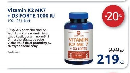 Vitamin K2 MK7 + D3 FORTE 1000 IU 100 + 25 tablet