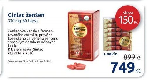 Ginlac ženšen 330 mg, 60 kapslí