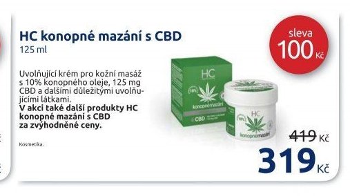 HC konopné mazání s CBD 125 ml