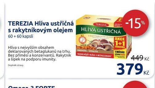 Terezia Hlíva ústřičná s rakytníkovým olejem 60 + 60 kapslí
