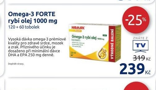 Omega-3 FORTE rybí olej 1000 mg 120 + 60 tobolek