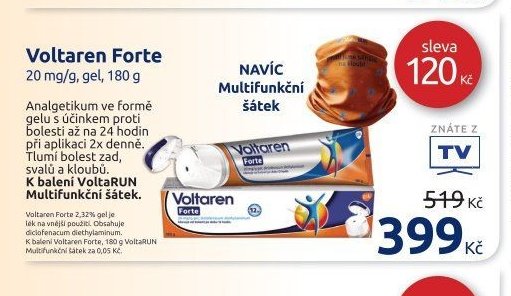 Voltaren Forte 20 mg/g, gel, 180 g + Multifunkční šátek