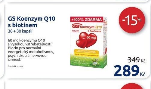 GS Koenzym Q10 s biotinem 30 + 30 kapslí