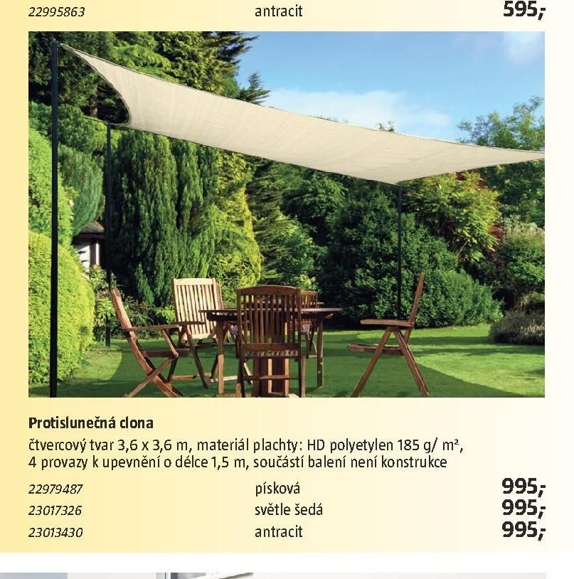 Protislunečná clona čtvercový tvar - BAUHAUS akcniletaky.com