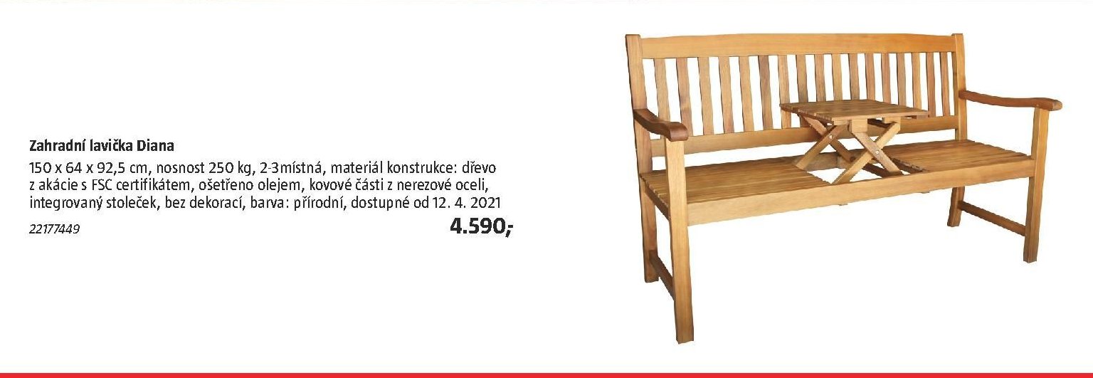 Zahradní lavička Diana - BAUHAUS akcniletaky.com