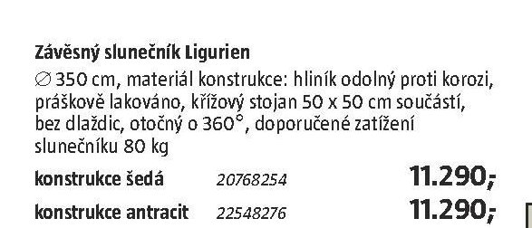 Závěsný slunečník Ligurien, konstrukce šedá - BAUHAUS akcniletaky.com