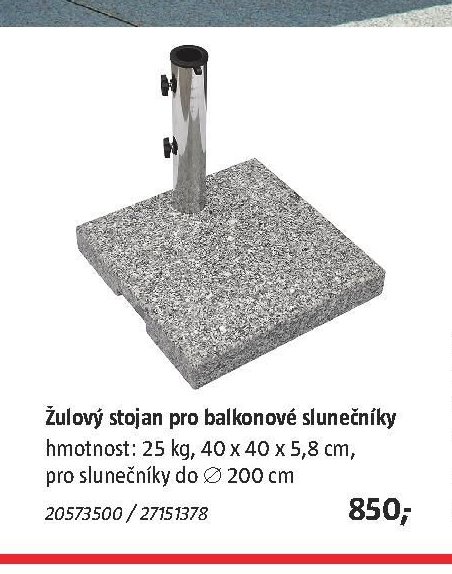 Žulový stojan pro balkonové slunečníky - BAUHAUS akcniletaky.com
