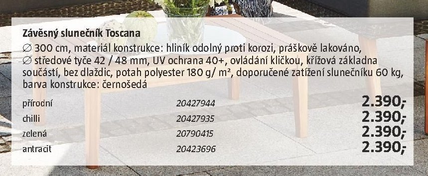 Závěsný slunečník Toscana - BAUHAUS akcniletaky.com