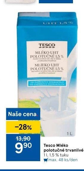 Tesco Mléko polotučné trvanlivé