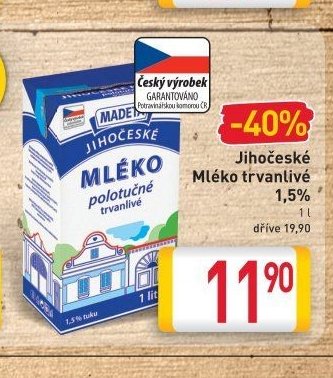 Jihočeské mléko trvanlivé 1,5%
