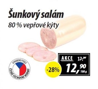Šunkový salám 80 % vepřové kýty