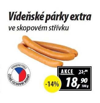 Vídeňské párky extra ve skopovém střívku