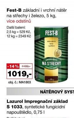 Fest-B základní a vrchní nátěr na střechy i železo, 5 kg