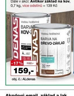 Denas základní, brousitelná vodou ředitelná barva na dřevo, 0,7 kg