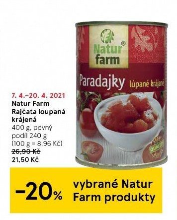 Natur Farm Rajčata loupaná krájená