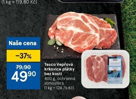 Tesco Vepřová krkovice plátky bez kosti