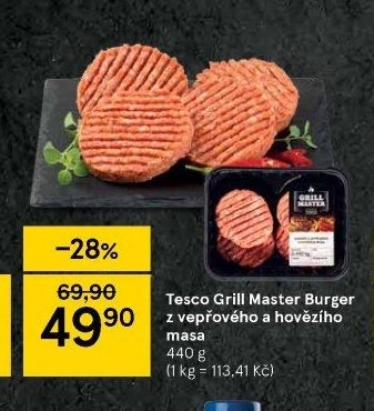 Tesco Grill Master Burger z vepřového a hovězího masa