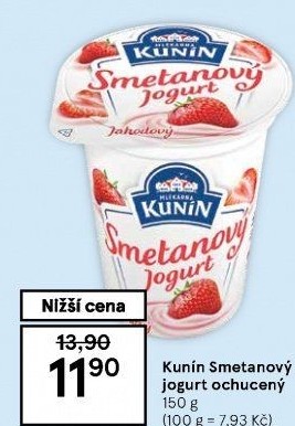 Ochucený jogurt smetanový Kunín