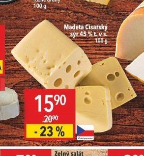 Madeta Císařský sýr 45 % t. v s.