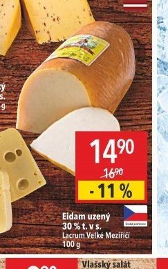 Eidam uzený 30 % t. v s. Lacrum Velké Meziříčí