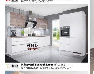 Plánovaná kuchyně Laser, bílá/dub san remo - ASKO akcniletaky.com