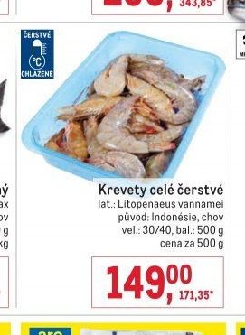 Krevety celé čerstvé