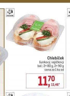 Chlebíček šunkový, vajíčkový
