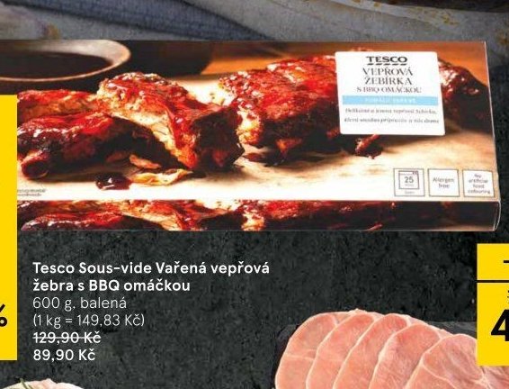 Tesco Sous-vide Vařená vepřová žebra s BBQ omáčkou
