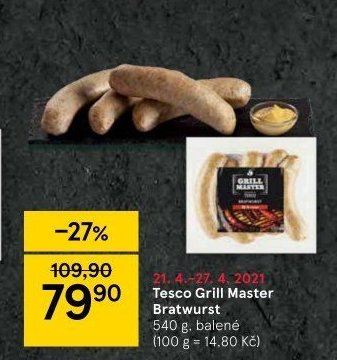 Tesco Grill Master Bratwurst