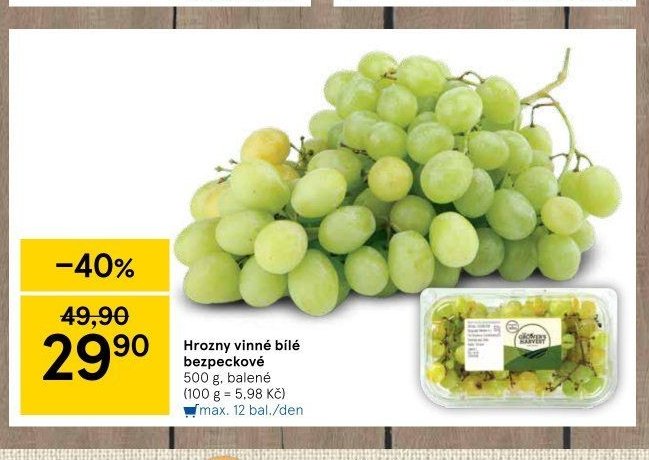 Hrozny vinné bílé bezpeckové