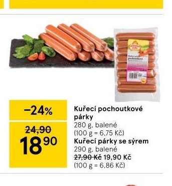 Kuřecí pochoutkové párky / Kuřecí párky se sýrem