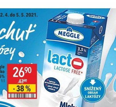Meggle Bezlaktózové mléko 3,5% 1l