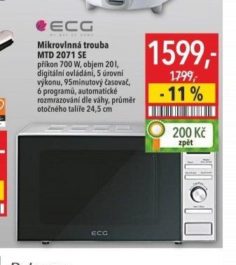 ECG Mikrovlnná trouba MTD 2071 SE