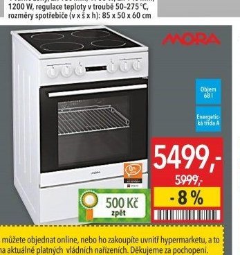 MORA Sklokeramický sporák C 110 BW