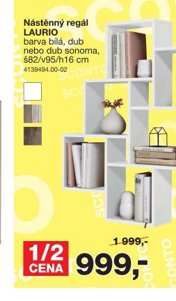 Nástěnný regál LAURIO - Sconto nábytek akcniletaky.com