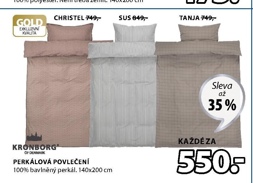 Perkálová povlečení Christel, Sus, Tanja