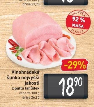 Vinohradská šunka nejvyšší jakosti z pultu lahůdek