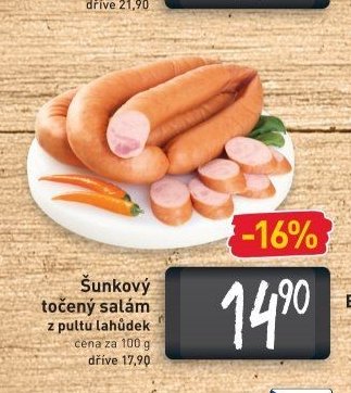 Šunkový točený salám z pultu lahůdek