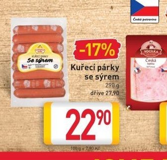 Kuřecí párky se sýrem