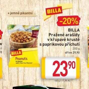 BILLA Pražené arašídy v křupavé krustě s paprikovou příchutí